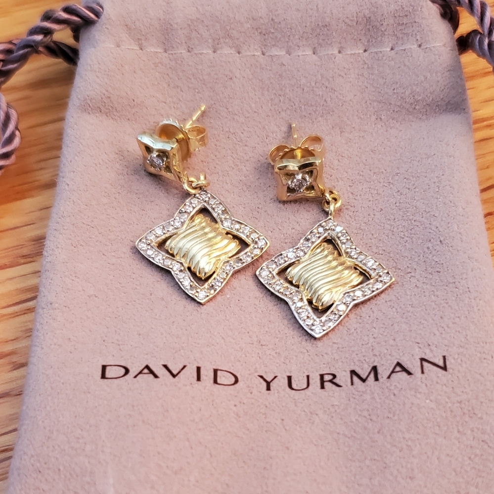 Authentic David Yurman Diamond 18K dangle earrings